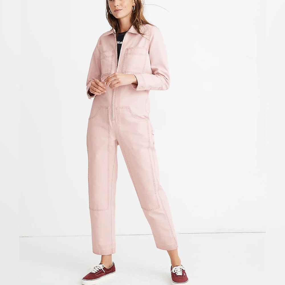 Madewell x dickies pink coverall jumpsuit